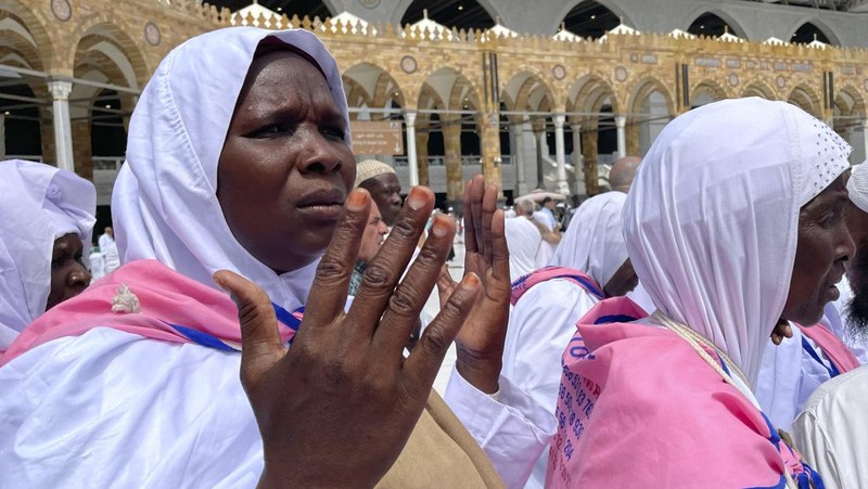 Muslim pilgrims circumambulate the Kaaba, the cubic building at the Grand Mosque, during the annual Hajj pilgrimage, in Mecca, Saudi Arabia, Saturday, July 1, 2023. (AP Photo/Amr Nabil)