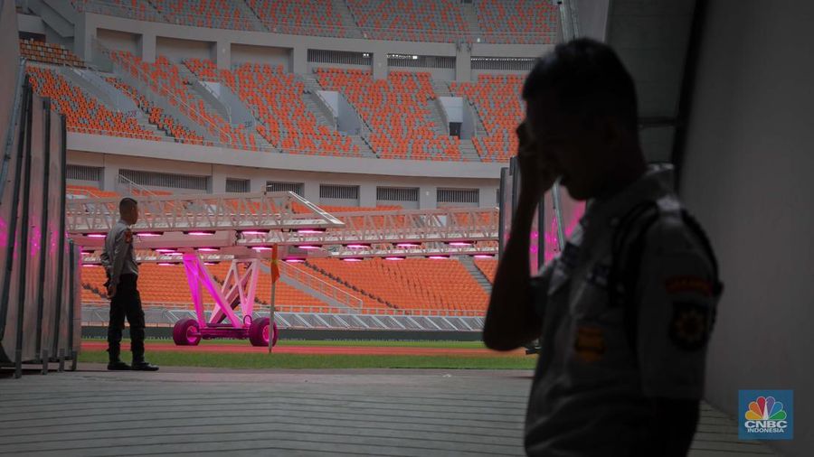 Suasana Jakarta Internasional Stadium (JIS) Selasa (4/7/2023). Jakarta International Stadium (JIS) di Ancol, Jakarta Utara akan direnovasi pemerintah. JIS disebut masuk dalam daftar stadion sepak bola yang akan menjadi tempat pertandingan Piala Dunia U-17 pada 10 November sampai dengan 2 Desember 2023. (վ/Faisal Rahman)