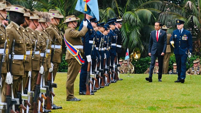 Usai melaksanakan pertemuan tatap muka bersama Gubernur Jenderal Australia David Hurley, Presiden Joko Widodo bertemu dengan Perdana Menteri (PM) Australia Anthony Albanese, di Admiralty House, pada Selasa, 4 Juli 2023. (Dok:  Laily Rachev - Biro Pers Sekretariat Presiden)