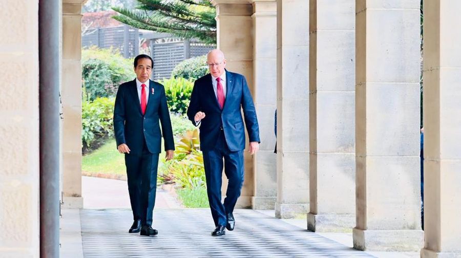 Usai melaksanakan pertemuan tatap muka bersama Gubernur Jenderal Australia David Hurley, Presiden Joko Widodo bertemu dengan Perdana Menteri (PM) Australia Anthony Albanese, di Admiralty House, pada Selasa, 4 Juli 2023. (Dok:  Laily Rachev - Biro Pers Sekretariat Presiden)