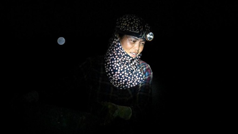 Menghindari suhu panas, petani di Vietnam menanam padi di malam hari. (AFP/NHAC NGUYEN)