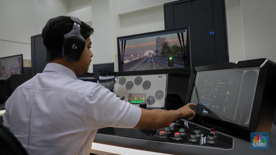 Suasana Depo LRT Jabodebek di Jatimulya, Bekasi, Jawa Barat, Kamis (6/7/2023). (CNBC Indonesia/Faisal Rahman)