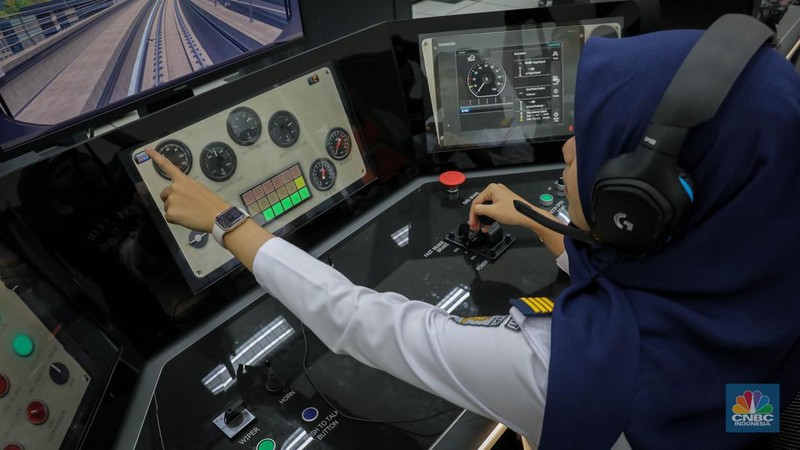 Suasana Depo LRT Jabodebek di Jatimulya, Bekasi, Jawa Barat, Kamis (6/7/2023). (CNBC Indonesia/Faisal Rahman)