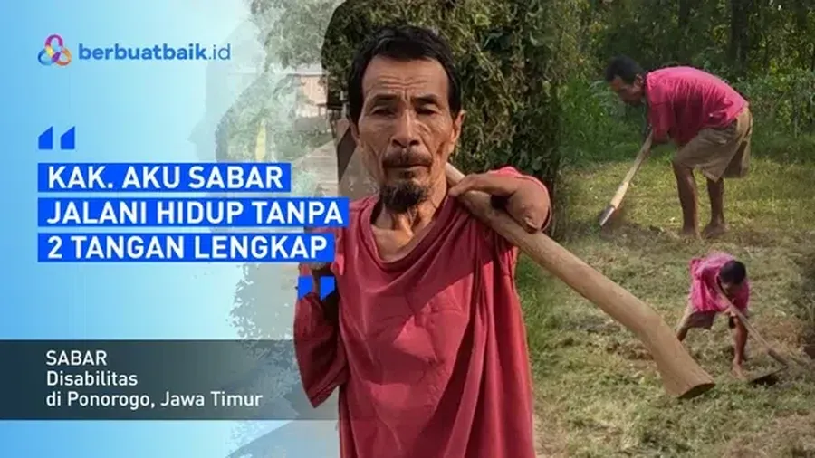 Sabar (64), lelaki asal Pulung, Ponorogo, Jawa Timur seorang seniman dengan segala keterbatasan. (Dok. Berbuat Baik)
