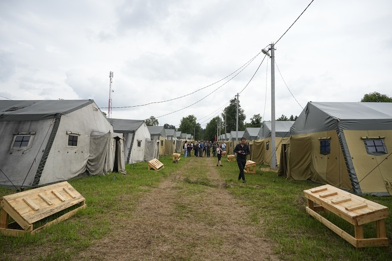 Belarus Russia Wagner A view of the Belarusian army camp near Tsel village, about 90 kilometers (about 55 miles) southeast of Minsk, Belarus, Friday, July 7, 2023. Maj. Gen. Leonid Kosinsky, an assistant to Belarus' defense minister, said that Russia's Wagner military contractor could use the army camp near Tsel if it relocates to Belarus under a deal that ended mercenary chief Yevgeny Prigozhin's abortive mutiny. (AP Photo/Alexander Zemlianichenko)