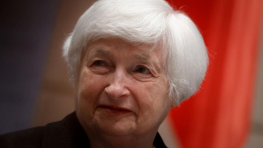 U.S. Treasury Secretary Janet Yellen meets with representatives of the U.S. business community in China in Beijing, July 7, 2023. REUTERS/Thomas Peter
