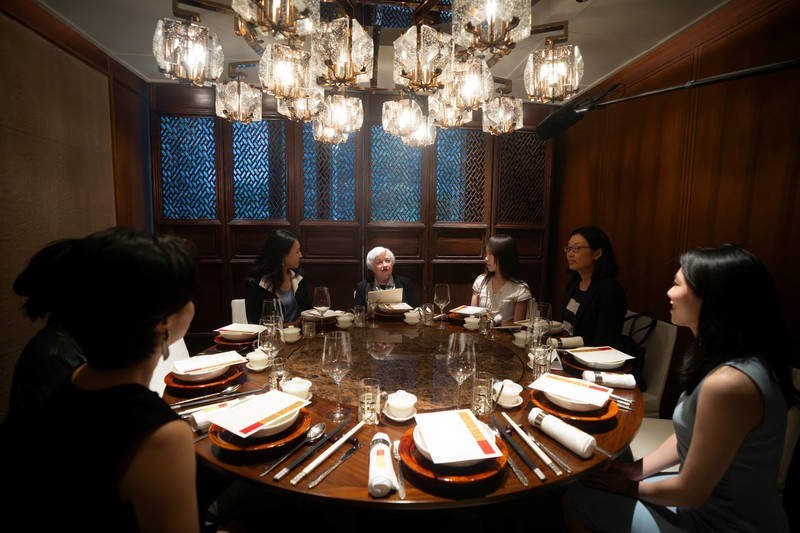 U.S. Treasury Secretary Janet Yellen looks on during a meeting with Chinese Vice Premier He Lifeng at the Diaoyutai State Guesthouse in Beijing, China, Saturday, July 8, 2023. Mark Schiefelbein/Pool via REUTERS