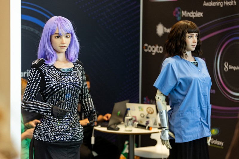 TECH-AI/UN Humanoid robot 'Desmona' is pictured at AI for Good Global Summit, in Geneva, Switzerland, July 6, 2023. REUTERS/Pierre Albouy