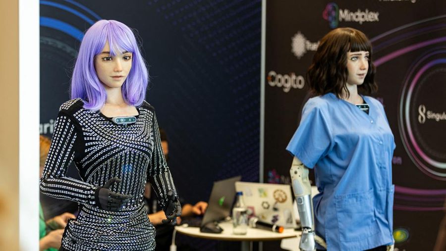 Humanoid robot 'Desmona' is pictured at AI for Good Global Summit, in Geneva, Switzerland, July 6, 2023. REUTERS/Pierre Albouy