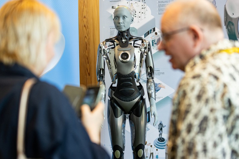 TECH-AI/UN Humanoid robot 'Desmona' is pictured at AI for Good Global Summit, in Geneva, Switzerland, July 6, 2023. REUTERS/Pierre Albouy