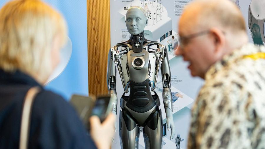 Humanoid robot 'Desmona' is pictured at AI for Good Global Summit, in Geneva, Switzerland, July 6, 2023. REUTERS/Pierre Albouy
