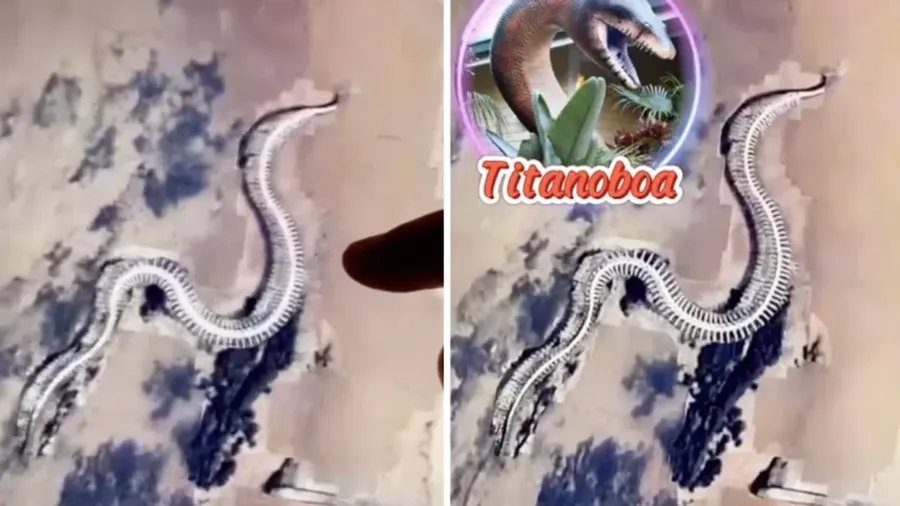 Kerangka Ular Raksasa Menyeramkan' Terekam di Google Maps. (Dok. Detikcom/via Indi100)