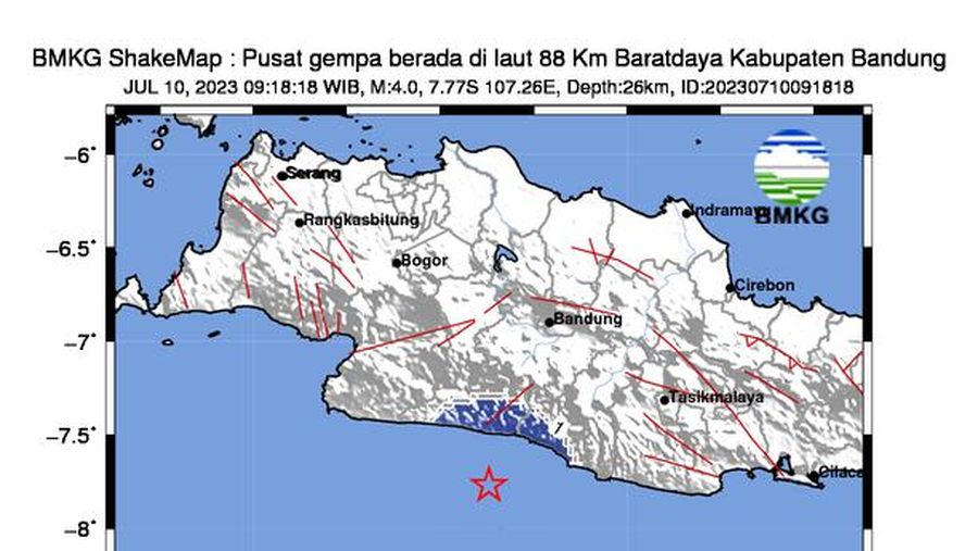 Gempa 5.0 M guncak Kabupaten Bandnung (Dok. Twitter/BMKG)