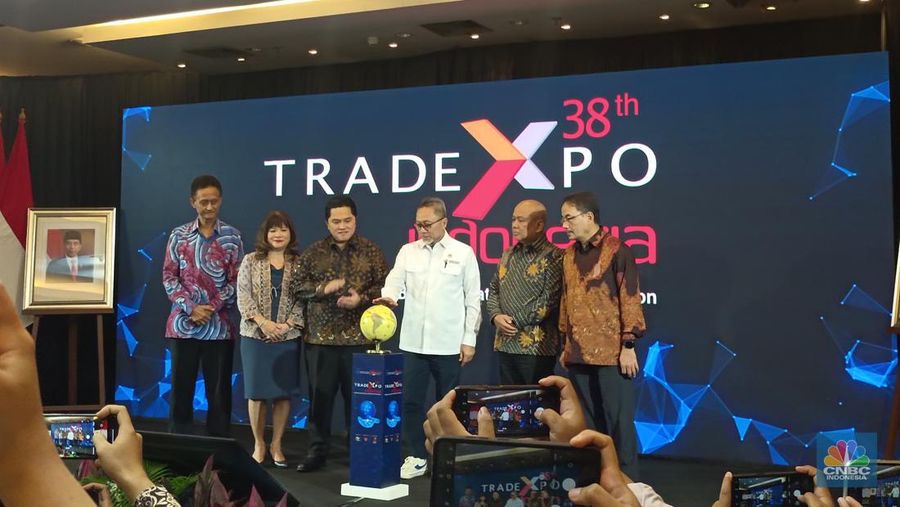 Mendag Zulkifli Hasan luncurkan TEI 2023. (CNBC Indonesia/Martyasari Rizki)