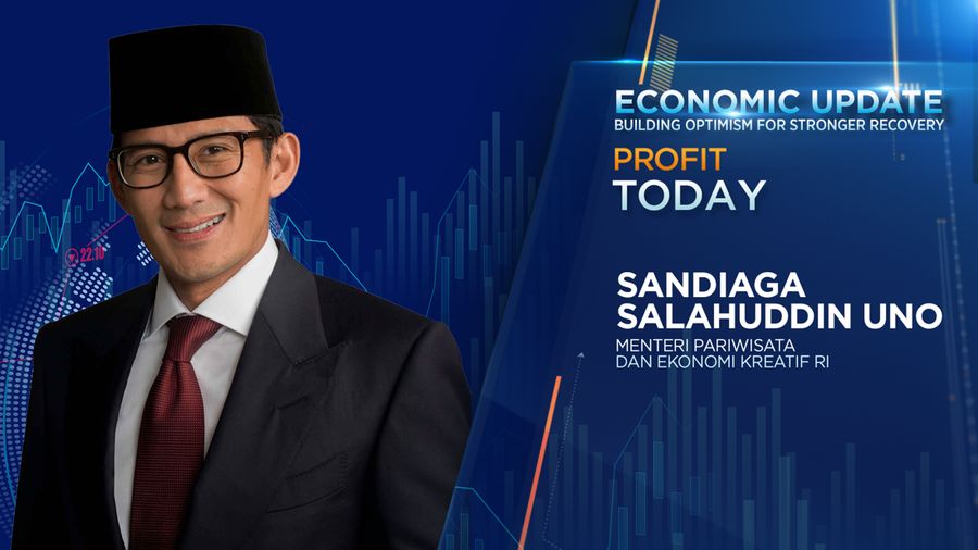 Menteri Pariwisata dan Ekonomi Kreatif RI Sandiaga Salahuddin Uno dalam Economic Update di Program Profit yang berlangsung pada Selasa, (11/7/2023). (CNBC Indonesia TV)