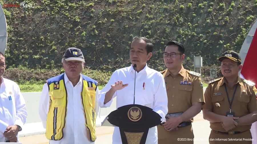 Presiden Jokowi Resmikan Jalan Tol Cileunyi-Sumedang-Dawuan (Cisumdawu), Sumedang, Selasa (11/7/2023). (Tangkapan Layar Youtube Sekretariat Presiden)