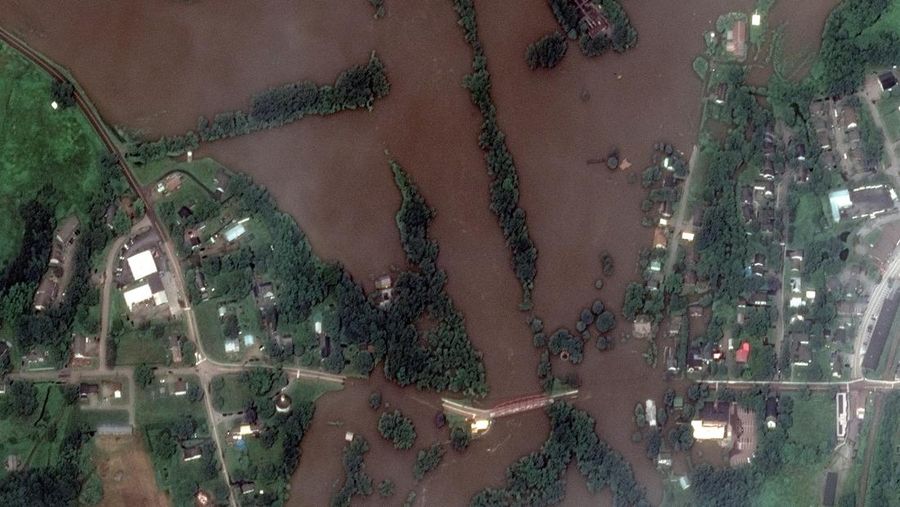 Banjir landa Richmond, Vermont, Amerika Serikat. (AP Photo/Steven Senne)