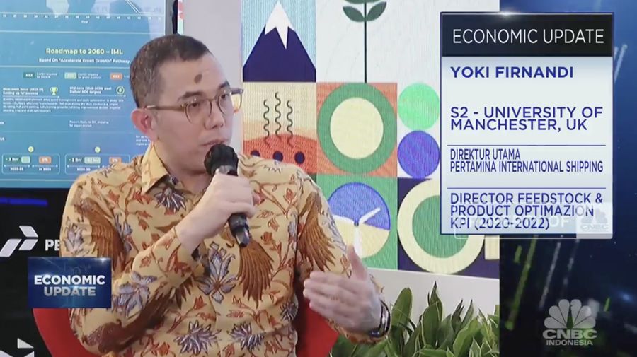 Direktur Utama Pertamina International Shipping Yoki Firnandi, dalam EBTKE CONEX (ENERGY CORNER). (Tangkapan Layar CNBC Indonesia TV)