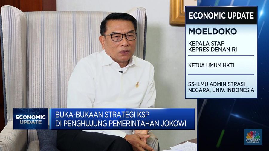 Kepala Staf Kepresidenan, Moeldoko dalam Economic Update yang berlangsung pada Kamis, (13/7/2023). (CNBC Indonesia TV)