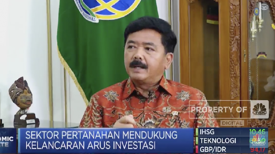 Menteri Agraria dan Tata Ruang, Hadi Tjahjanto dalam Economic Update yang berlangsung pada Rabu, (12/7/2023). (CNBC Indonesia TV).