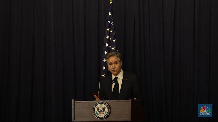 Menteri Luar Negeri Amerika Serikat Antony Blinken di Hotel St Regis, Jakarta, Jumat (14/7/2023). (CNBC Indonesia/Tri Susilo)