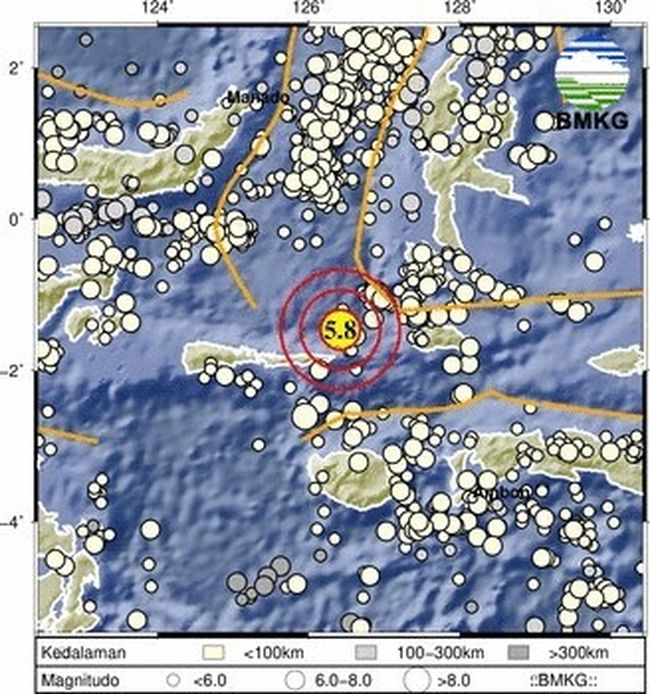 Gempa Magnitudo 5 8 Guncang Laut Maluku Utara