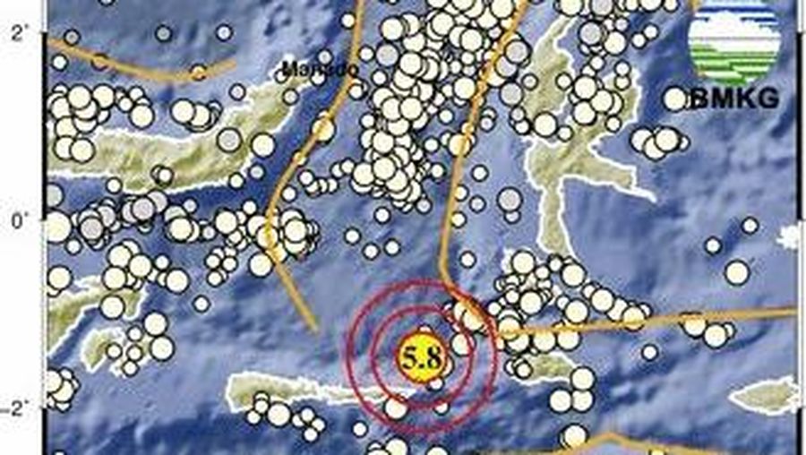 Gempa mengguncang laut maluku dengan Magnitudo 5,8. (Dok. BMKG)