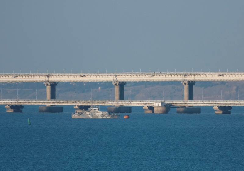 A view shows the section of a road split and sloping to one side following an alleged attack on the Crimea Bridge, that connects the Russian mainland with the Crimean peninsula across the Kerch Strait, in this still image taken from video released July 17, 2023. Сrimea24tv/Handout via REUTERS ATTENTION EDITORS - THIS IMAGE WAS PROVIDED BY A THIRD PARTY. NO RESALES. NO ARCHIVES. MANDATORY CREDIT.      TPX IMAGES OF THE DAY