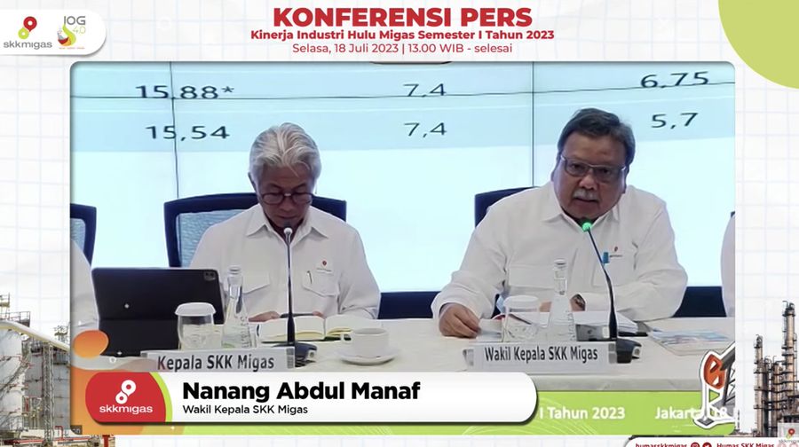 Konferensi PERS Kinerja Industri Hulu Migas Semester I Tahun 2023. (Tangkapan Layar Youtube Humas SKK Migas)