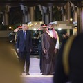 In this photo released by the state-run Saudi Press Agency, Turkish President Recep Tayyip Erdogan, left, and Saudi Crown Prince Mohammed bin Salman attend a welcome ceremony at Al Salam Palace in Jeddah, Saudi Arabia, Monday, July 17, 2023. Erdogan