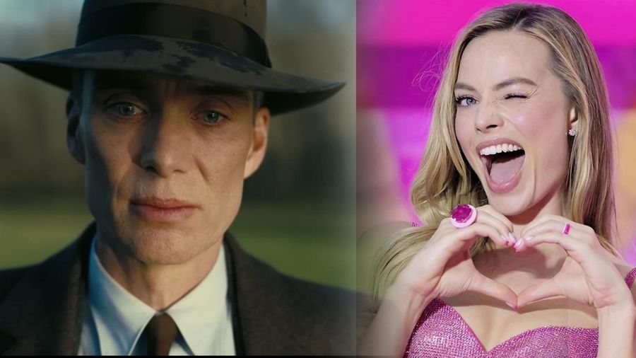 Kolase Murphy Openheimer dengan Margot Barbie. (Tangkapan Layar Youtube Universal Pictures dan Instagram @margotrobie.official)