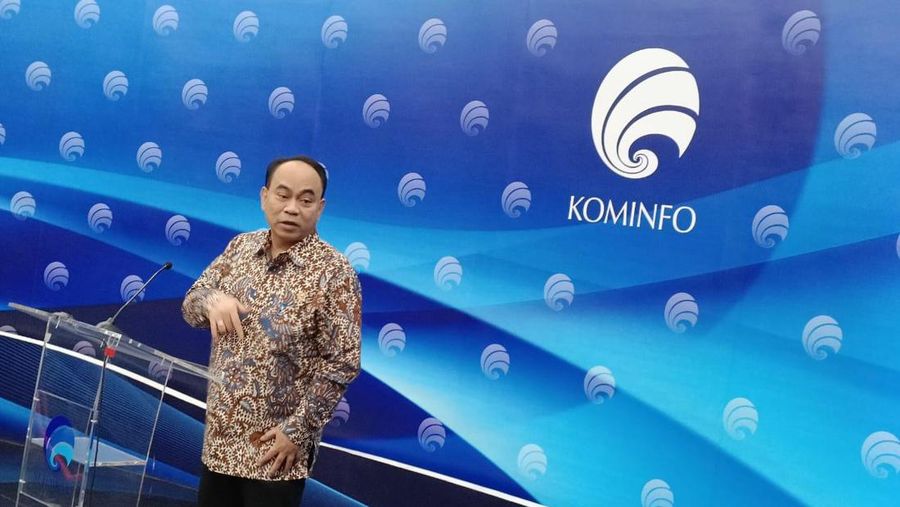 Konpers Menkominfo tentang Judi Online di Gedung Kominfo. (CNBC Indonesia/Novina)