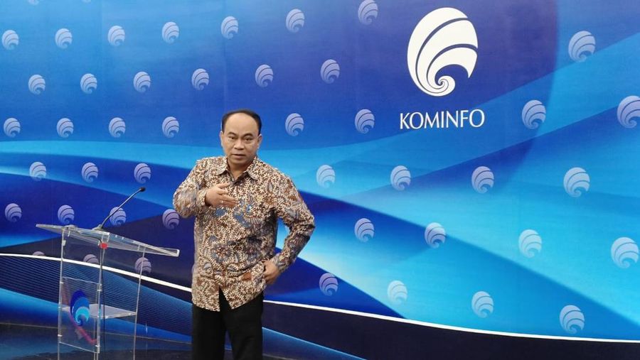 Konpers Menkominfo tentang Judi Online di Gedung Kominfo. (CNBC Indonesia/Novina)