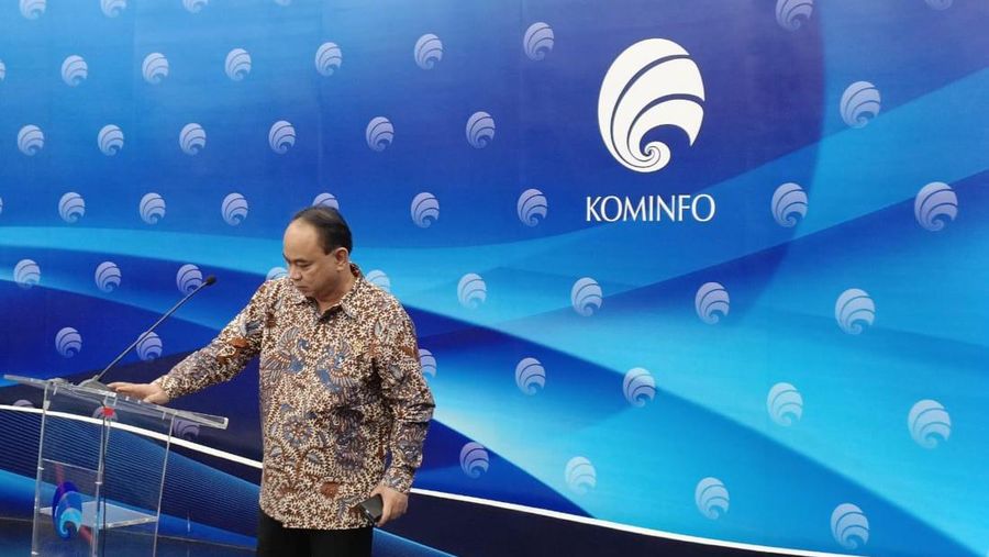 Konpers Menkominfo tentang Judi Online di Gedung Kominfo. (վ/Novina)