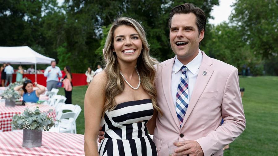 U.S. Rep. Matt Gaetz (R-FL) and his wife Ginger attend the Congressional Picnic on the South Lawn of the White House in Washington, U.S., July 19, 2023. REUTERS/Evelyn Hockstein