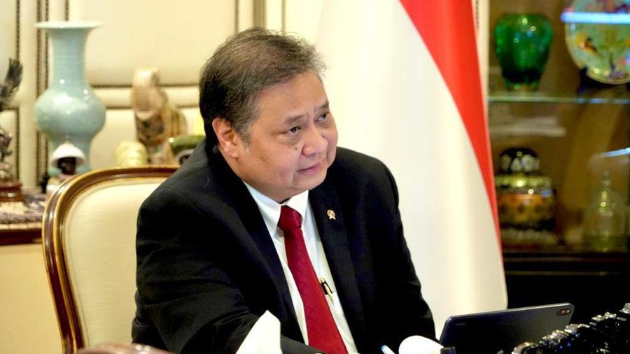 Menko Perekonomian Airlangga Hartarto dalam acara pertemuan GCRC. (Dok: Kemenko Perekonomian)