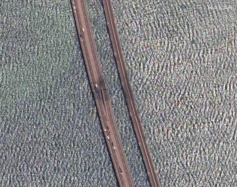 Ukraina berupaya menyerang infrastruktur di pusat Crimea menggunakan drone pada Sabtu (22/7/2023). (Satellite image ©2023 Maxar Technologies via AP)