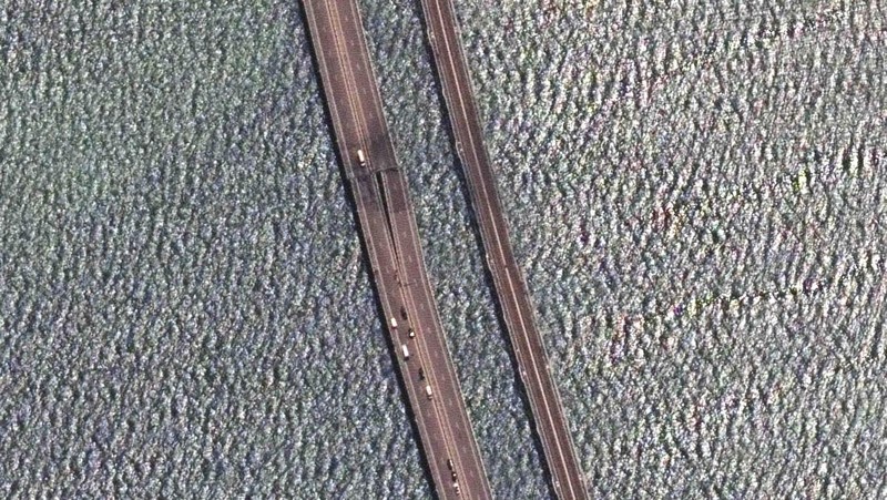 Ukraina berupaya menyerang infrastruktur di pusat Crimea menggunakan drone pada Sabtu (22/7/2023). (Satellite image ©2023 Maxar Technologies via AP)