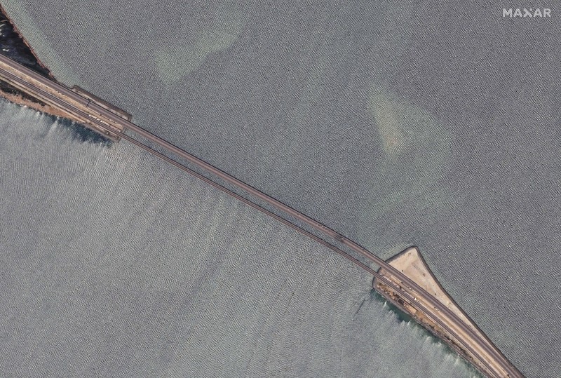 Ukraina berupaya menyerang infrastruktur di pusat Crimea menggunakan drone pada Sabtu (22/7/2023). (Satellite image ©2023 Maxar Technologies via AP)
