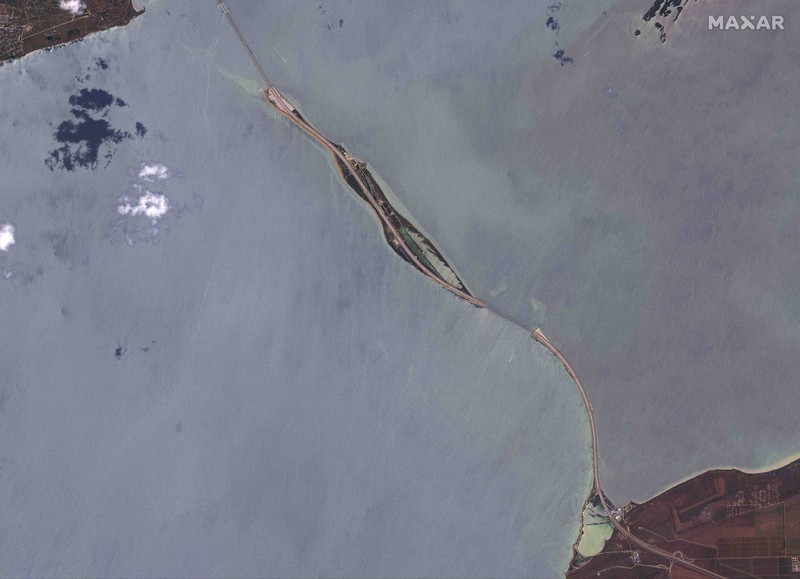 Ukraina berupaya menyerang infrastruktur di pusat Crimea menggunakan drone pada Sabtu (22/7/2023). (Satellite image ©2023 Maxar Technologies via AP)