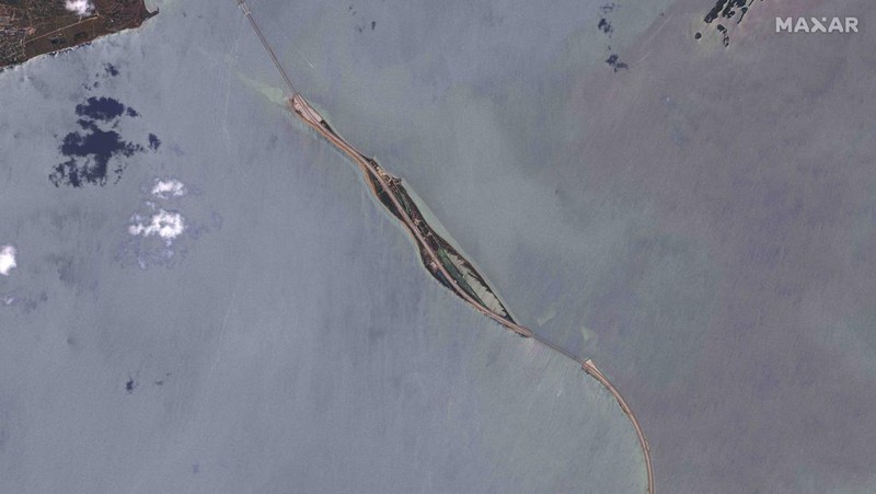 Ukraina berupaya menyerang infrastruktur di pusat Crimea menggunakan drone pada Sabtu (22/7/2023). (Satellite image ©2023 Maxar Technologies via AP)