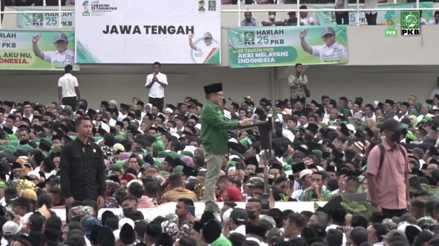 Cak Imin dalam syukuran 1 Abad NU 25 Tahun PKB. (Tangkapan layar youtube DPP PKB)