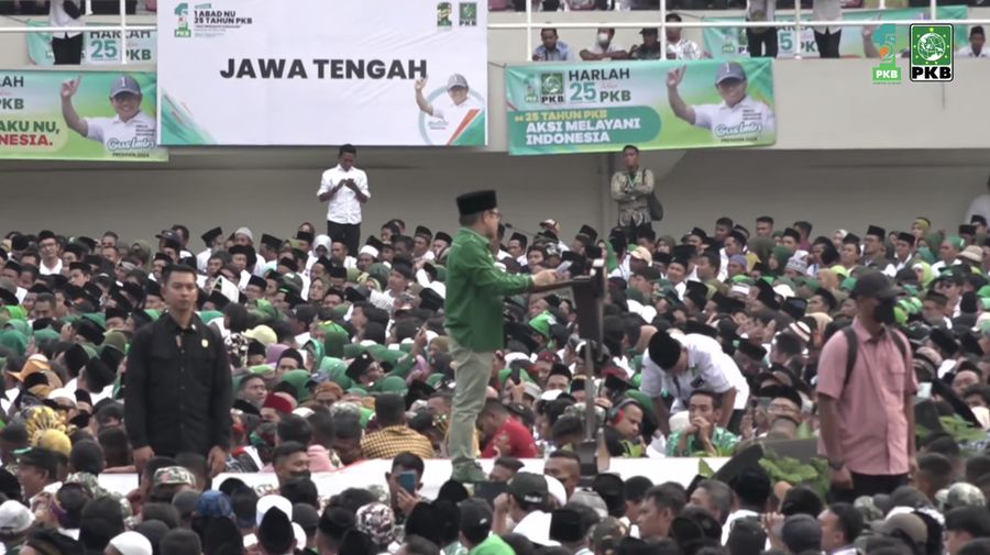 Cak Imin dalam syukuran 1 Abad NU 25 Tahun PKB. (Tangkapan layar youtube DPP PKB)