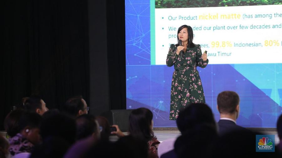 President Director PT Vale Indonesia, Febriany Eddy saat menghadiri acara 'Nickel Conference 2023' di Jakarta, Selasa (25/7/2023). (CNBC Indonesia/Faisal Rahman)