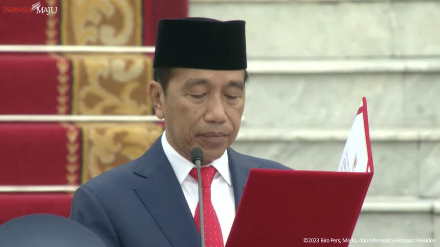 Presiden Jokowi Lantik Perwira TNI dan Polri Tahun 2023, Halaman Istana Merdeka, (26/7/2023). (Tangkapan layar Youtube Setpres RI)