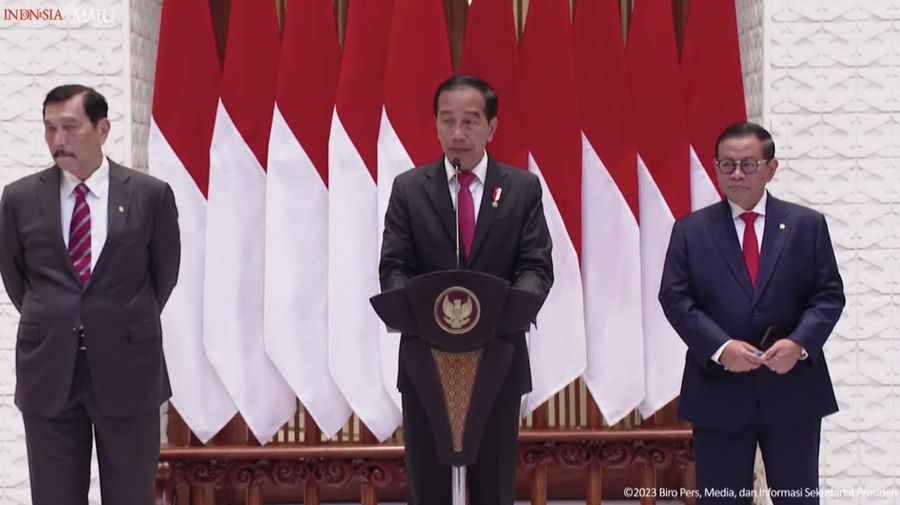 Keterangan Pers Presiden Jokowi, Pangkalan TNI AU Halim Perdanakusuma, 27 Juli 2023. (Tangkapan layar Youtube Setpres RI)