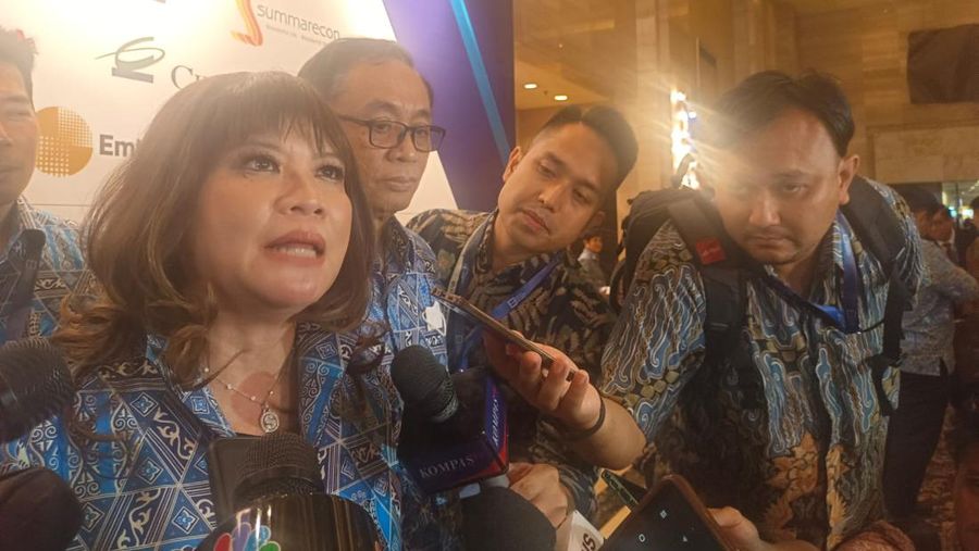 Ketua Umum APINDO Shinta Kamdani memberikan pernyataan pers. (²©²ÊÍøÕ¾/Martyasari Rizky)