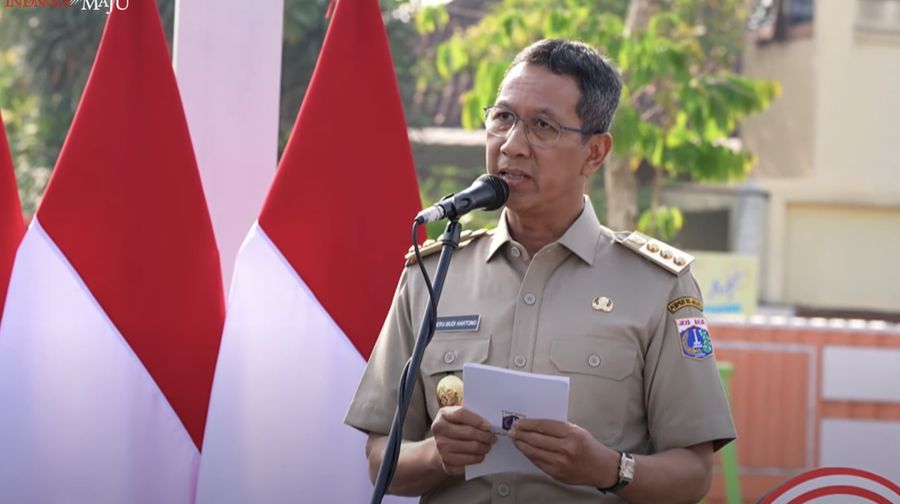 PJ Gubernur Jakarta, Heru Budi saat peresmian sodetan Ciliwung. (YouTube/Sekretariat Presiden)