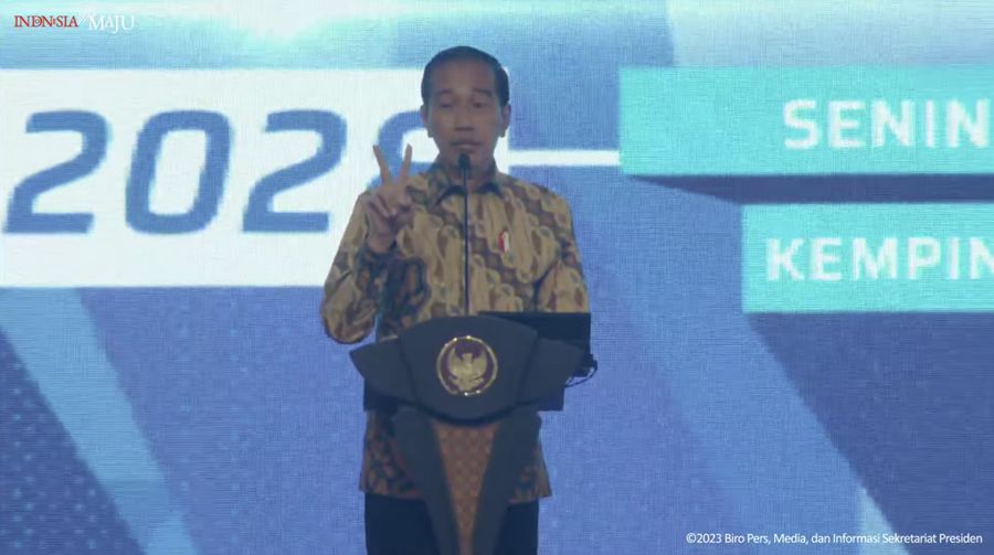 Sambutan Presiden Jokowi Pada Pengukuhan DPN APINDO, Jakarta, 31 Juli 2023. (Tangkapan Layar Youtube/Sekretariat Presiden)