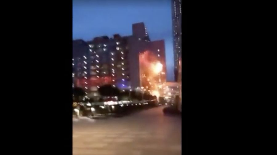 Serangan drone ukraina pada gedung perkantroan di Moskow, Rusia. (REUTERS)